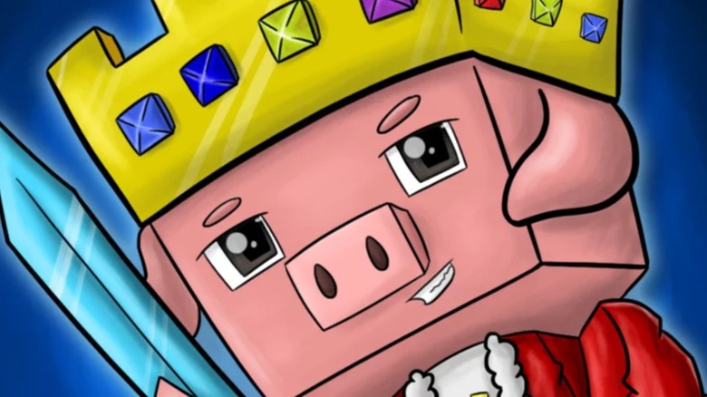 Technoblade's pig wearing a crown Minecraft character