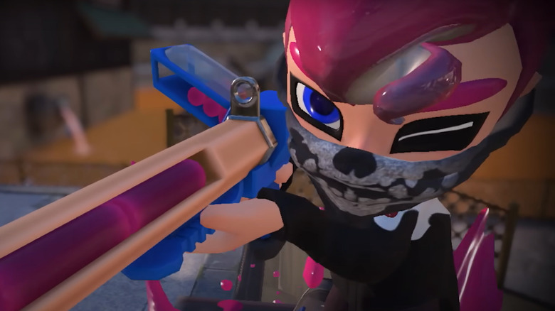 Octoling holding new Splatoon 3 Charger weapon