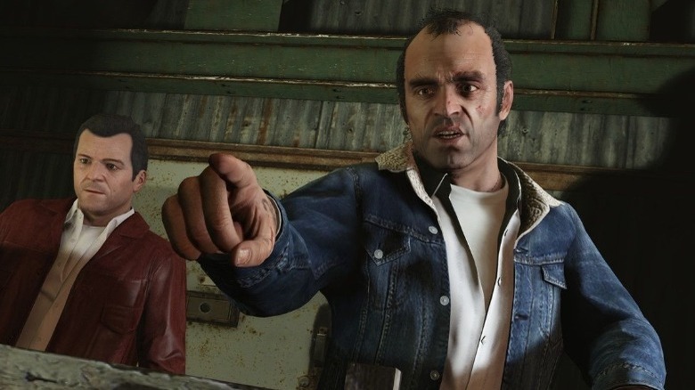 Grand Theft  Auto 5 Trevor pointing