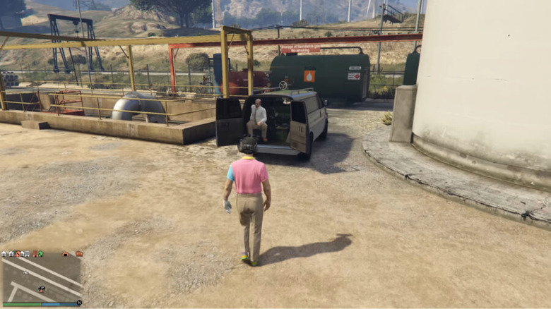 Player approaching gun van