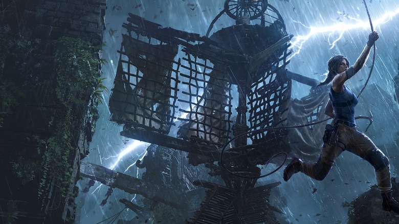 Lara swinging in a storm