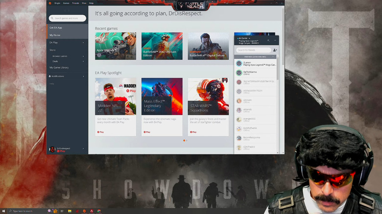 Dr Disrespect outside of Apex Legends client