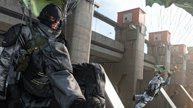 Call of Duty Warzone Operators Jump Out of Building with Parachutes