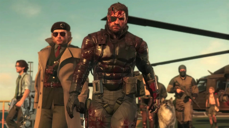 Naked Snake walking away from helicopter