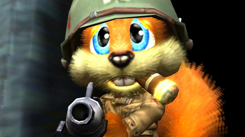 Remastered Conker dressed as a commando