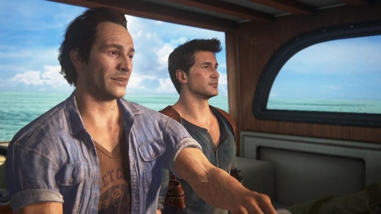 Uncharted 4 Sully and Nathan in vehicle