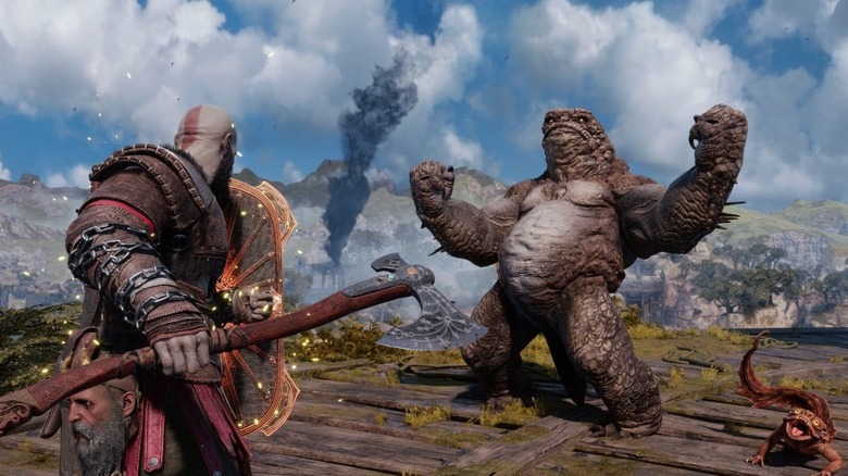 Kratos fighting monster