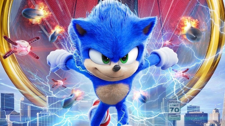 Sonic with electricity in background