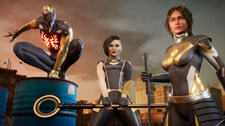 Marvel's Midnight Suns black, white, and gold outfits