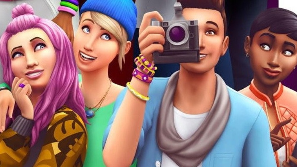 Four Sims, one with camera