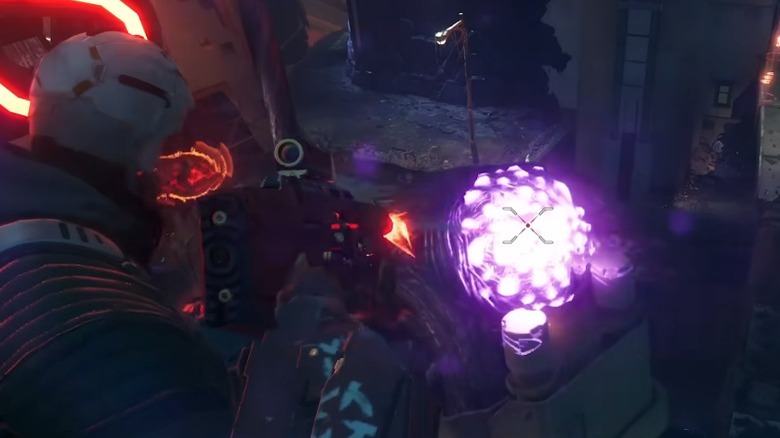 Deadshot shooting purple orb