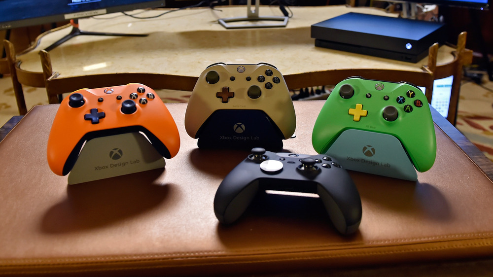 Xbox controllers on a table