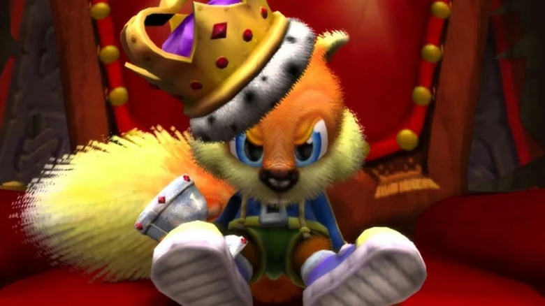 Conker sits on his throne