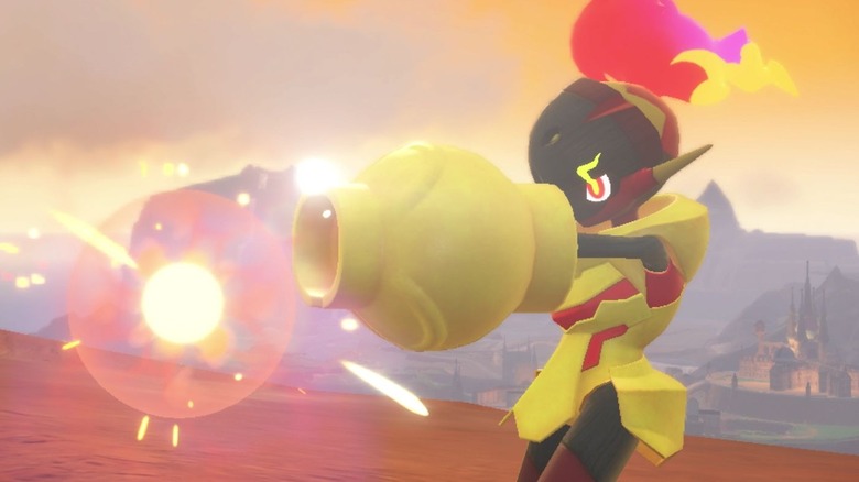 Armarouge shooting a canon in Pokemon Scarlet and Violet