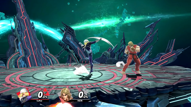 Sheik demonstrating a Super Smash Bros. Ultimate pivot cancel