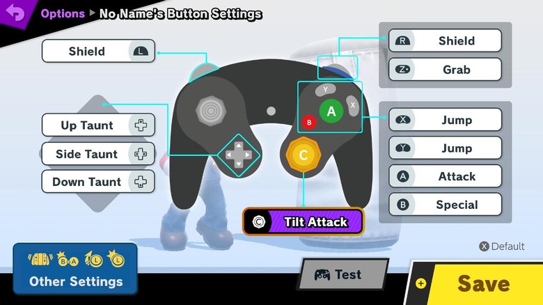 Super Smash Bros. Ultimate controller screen