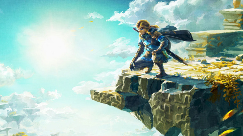 Link looking over cliff