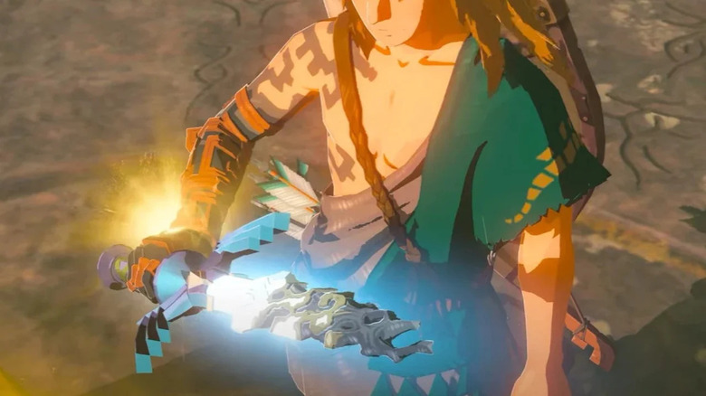 Link holding corrupted Master Sword