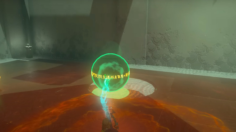 Link using Ultra Hand on stone orb