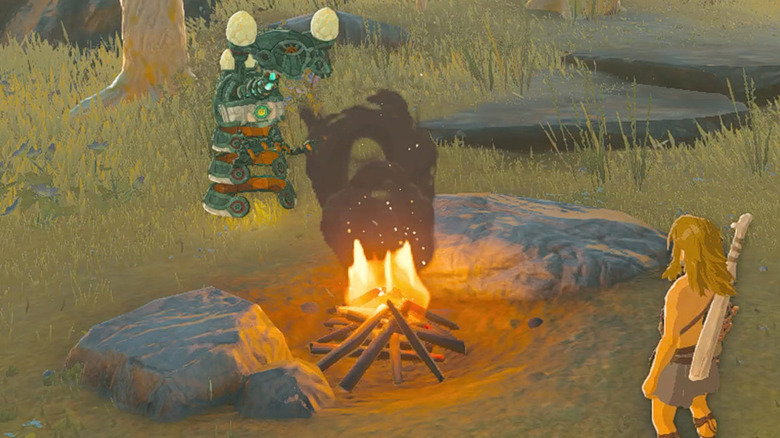 Link and robot campfire