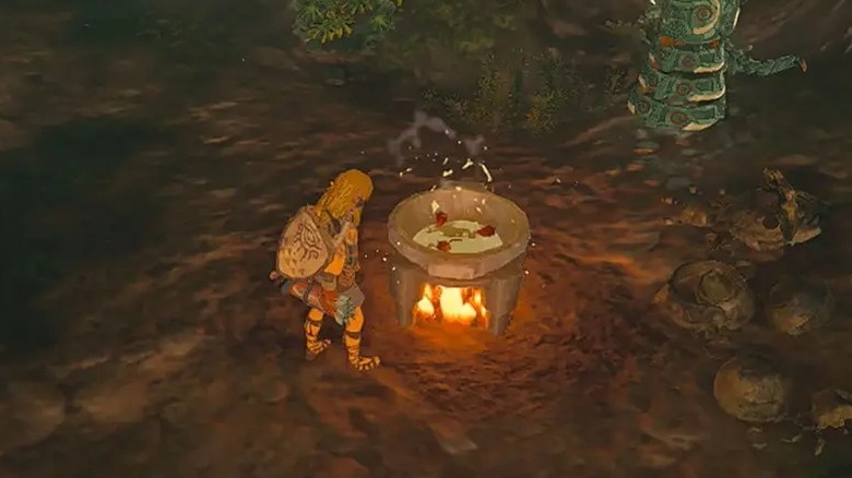 Link cooking in giant pot