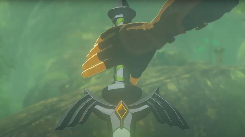 Link grabbing Master Sword